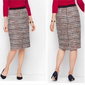 Women's Talbots Petite Wool Blend Boucle Plaid tweed Pencil Skirt Size 10P new!!
